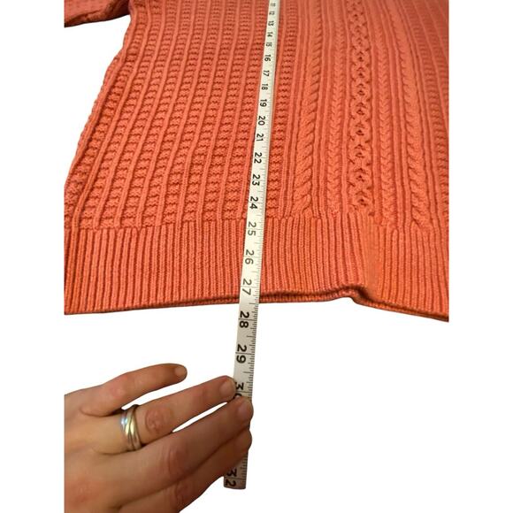 J Crew Cotton Cable Knit Crewneck Fisherman Sweater in Heather Pink Size XL - Picture 13 of 16